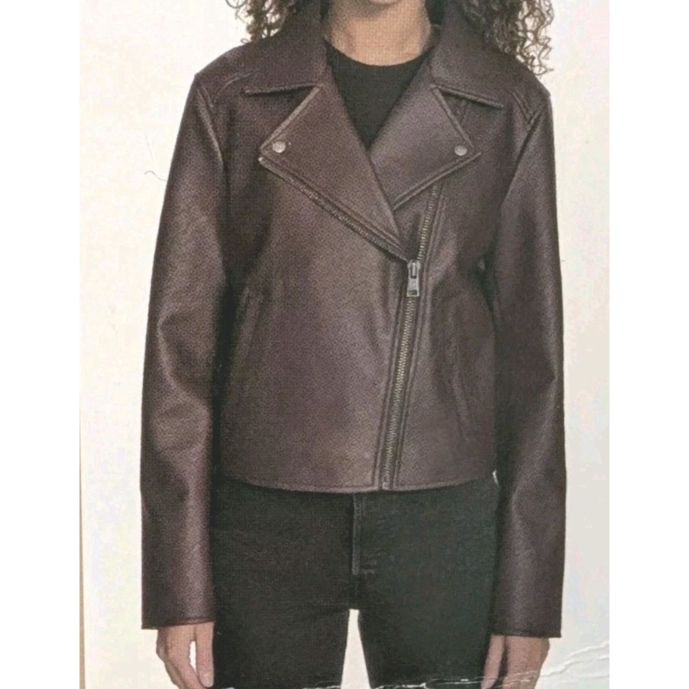 Levi's Women's XX-Large Faux Leather Moto Jacket Welt Pockets Fig Color